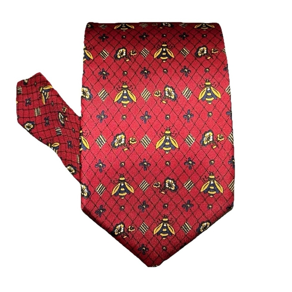 Souleiado Woven Bee Flowers Silk Neck Tie Hand Made In France Gucci design